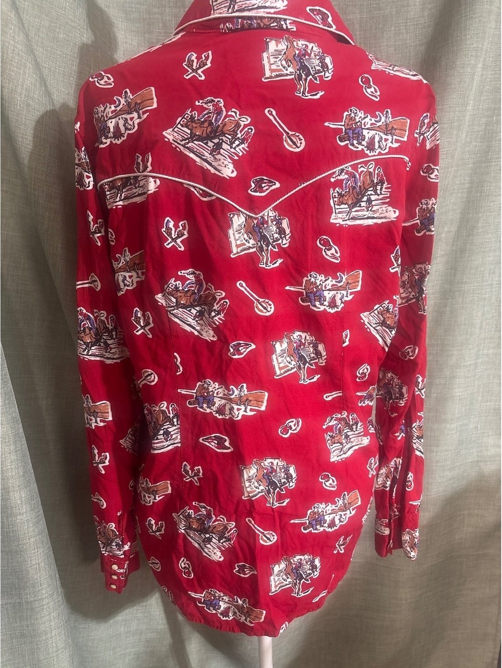 Panhandle Vintage Red Western Print Rayon Shirt